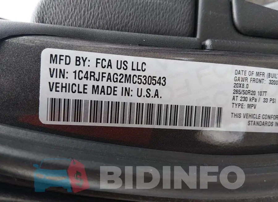 1C4RJFAG2MC530543 Photo# 9