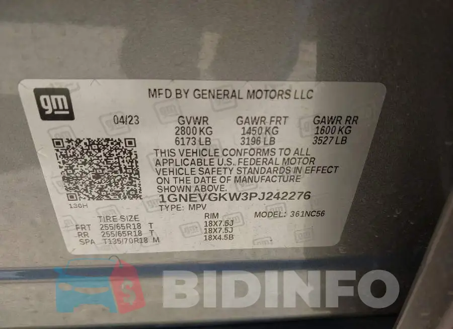 1GNEVGKW3PJ242276 Photo# 9
