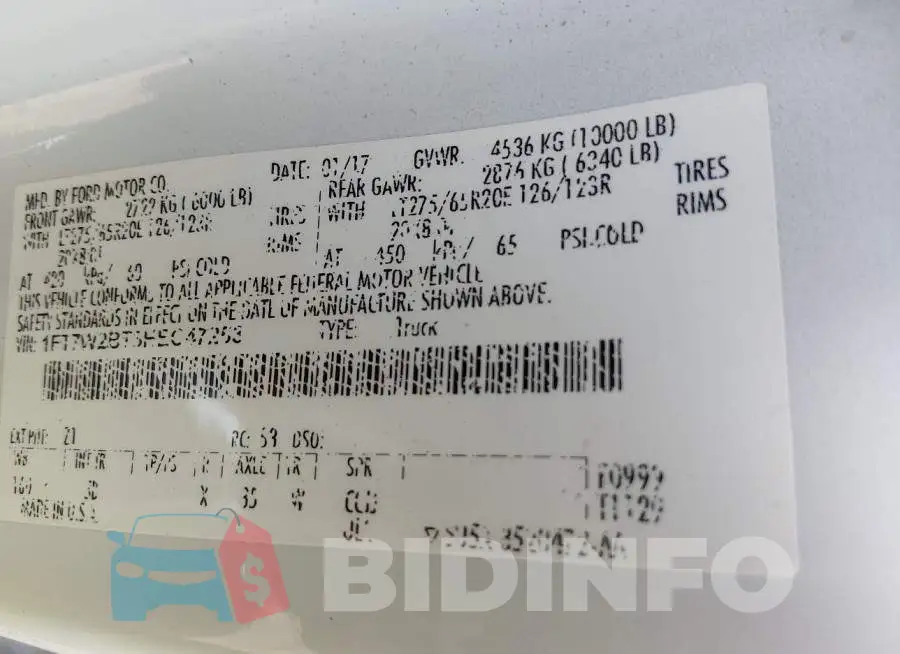 1FT7W2BT3HEC47253 Photo# 9