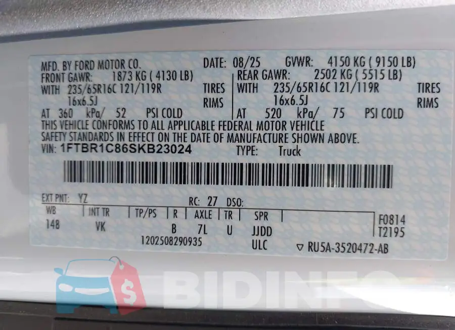 1FTBR1C86SKB23024 Photo# 9