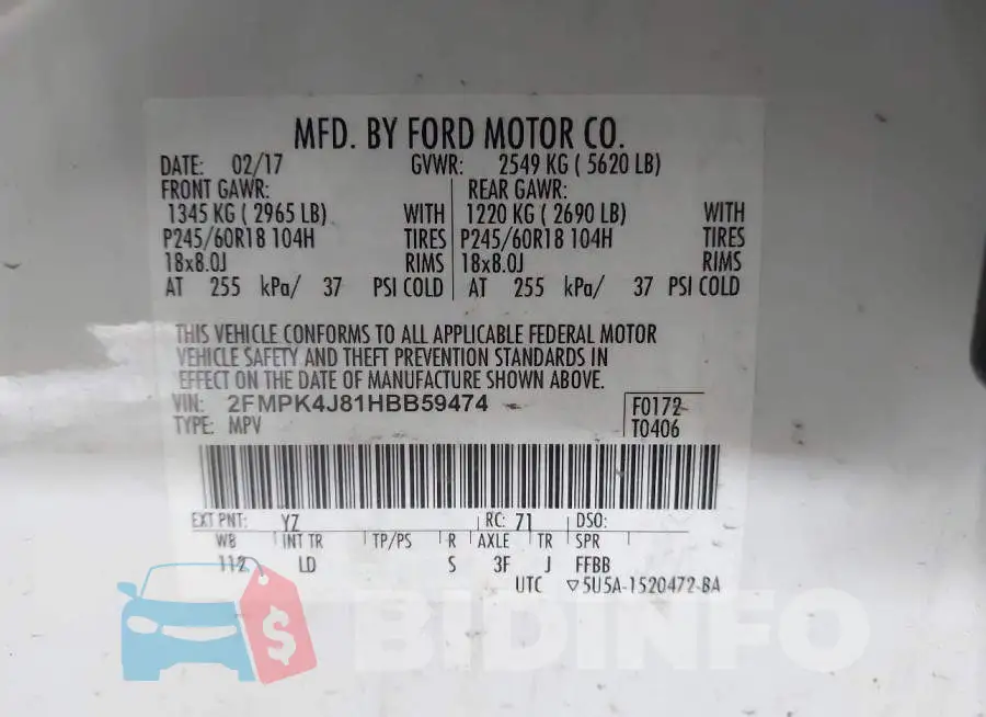 2FMPK4J81HBB59474 Photo# 9