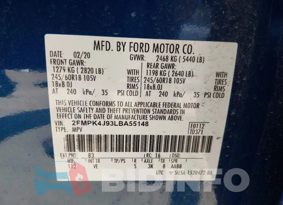 2FMPK4J93LBA55148 Photo# 9