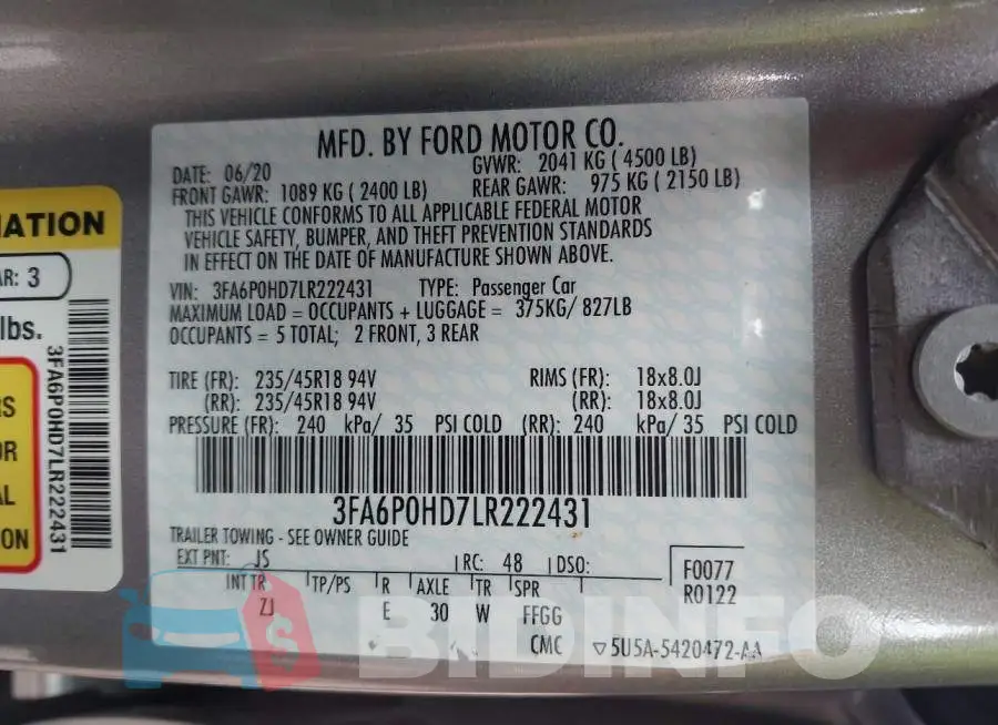 3FA6P0HD7LR222431 Photo# 9