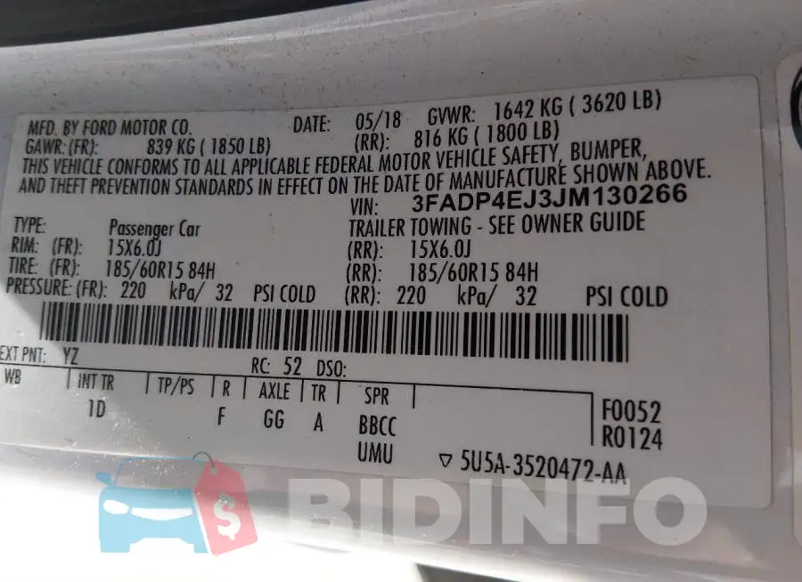 3FADP4EJ3JM130266 Photo# 9
