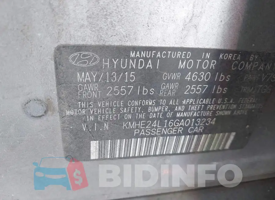 KMHE24L16GA013234 Photo# 9