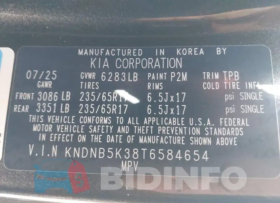 KNDNB5K38T6584654 Photo# 9