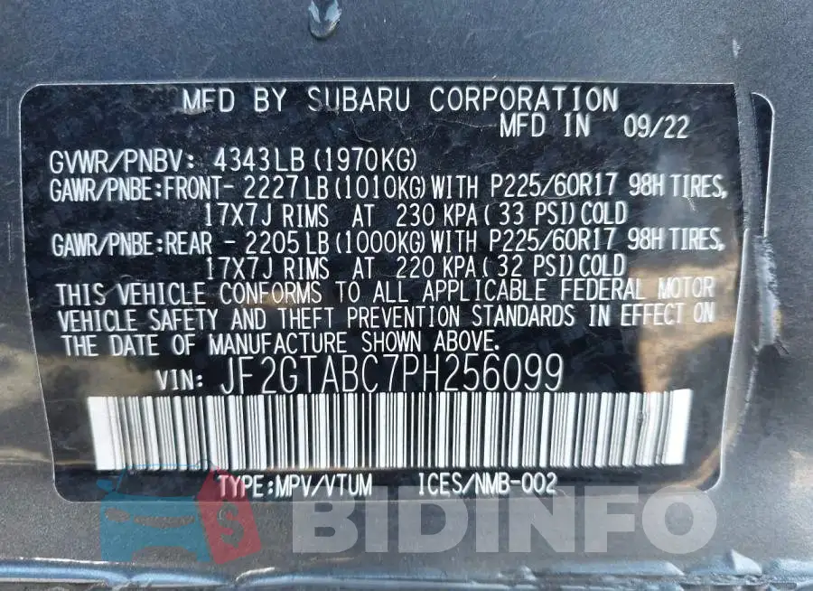 JF2GTABC7PH256099 Photo# 9