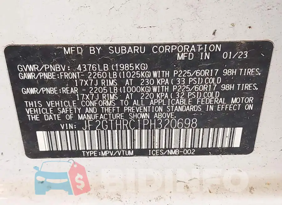 JF2GTHRC1PH320698 Photo# 9