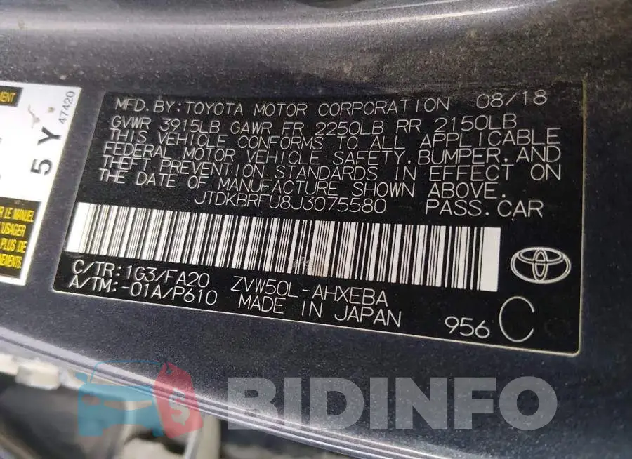 JTDKBRFU8J3075580 Photo# 9