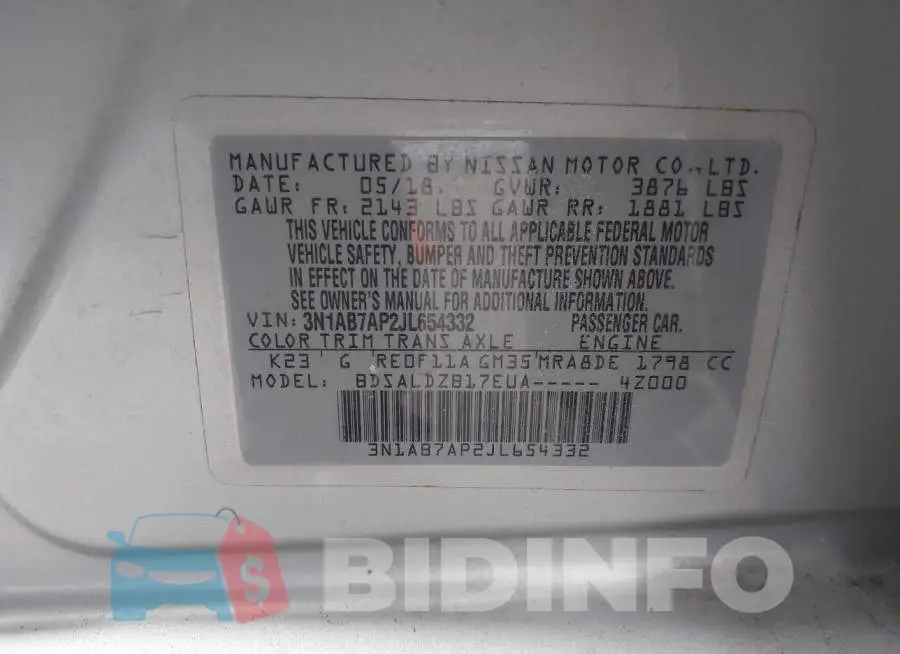 3N1AB7AP2JL654332 Photo# 9