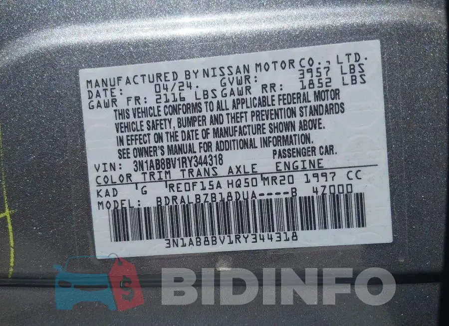 3N1AB8BV1RY344318 Photo# 9