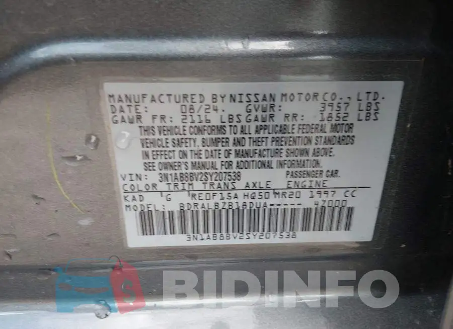 3N1AB8BV2SY207538 Photo# 9