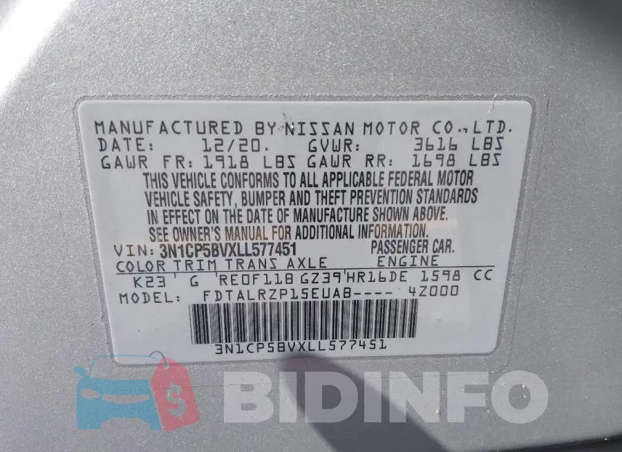 3N1CP5BVXLL577451 Photo# 9