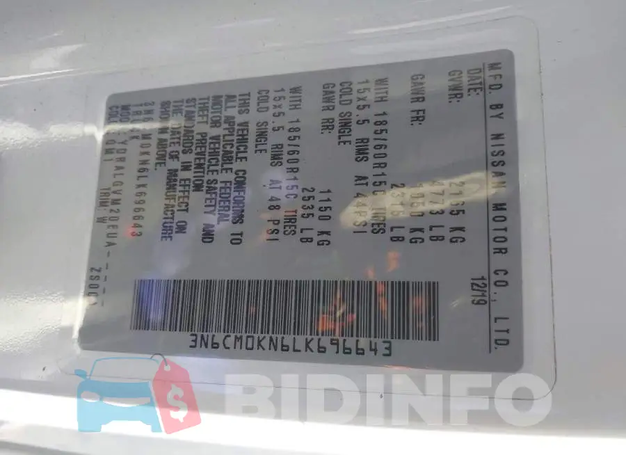 3N6CM0KN6LK696643 Photo# 9
