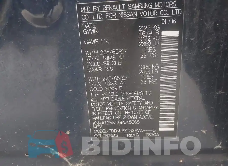 KNMAT2MV5GP645368 Photo# 9