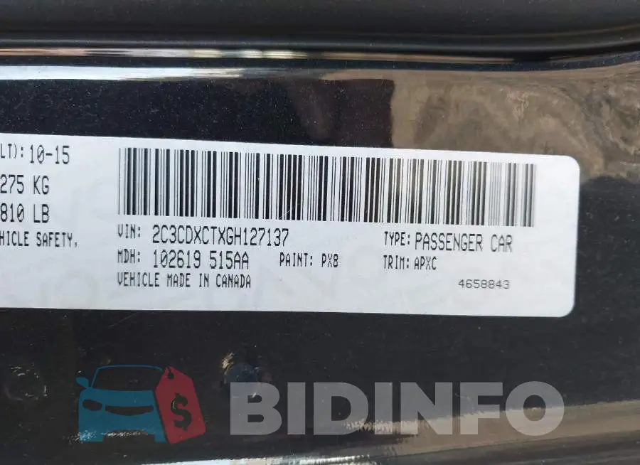 2C3CDXCTXGH127137 Photo# 9