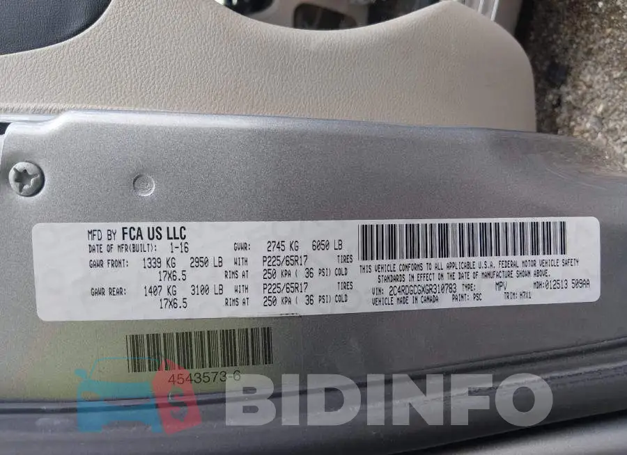 2C4RDGCGXGR310783 Photo# 9