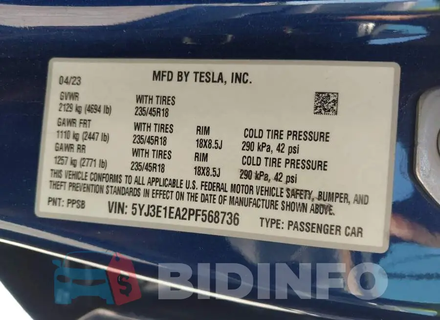 5YJ3E1EA2PF568736 Photo# 9