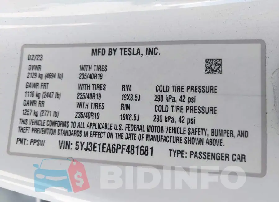 5YJ3E1EA6PF481681 Photo# 9