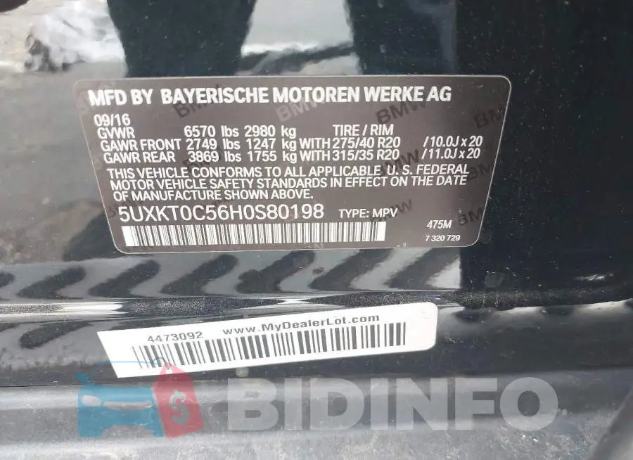 5UXKT0C56H0S80198 Photo# 9