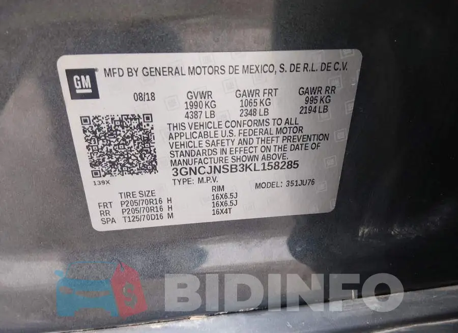 3GNCJNSB3KL158285 Photo# 9