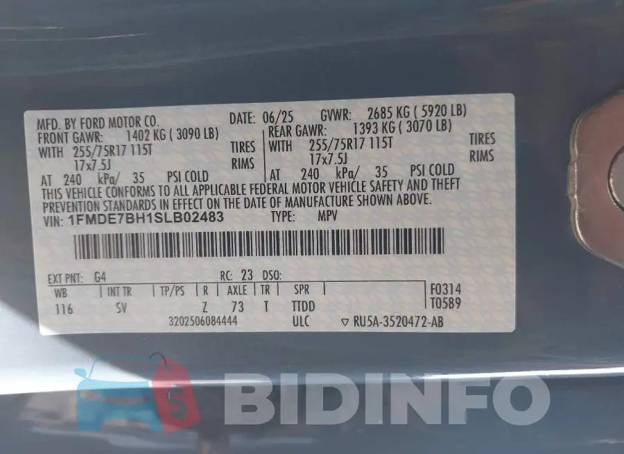 1FMDE7BH1SLB02483 Photo# 9