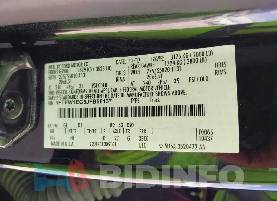 1FTEW1EG5JFB58137 Photo# 9