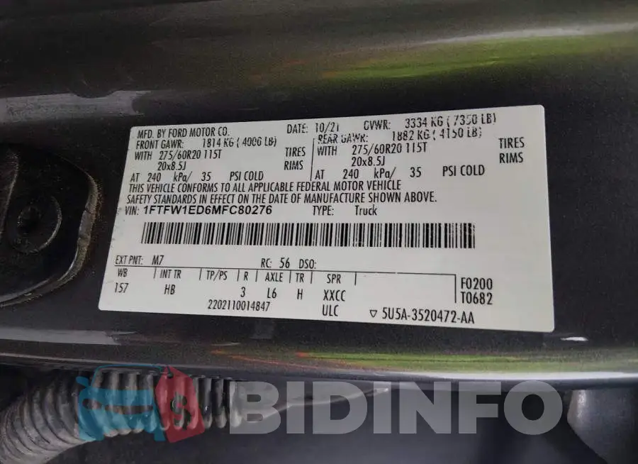 1FTFW1ED6MFC80276 Photo# 9