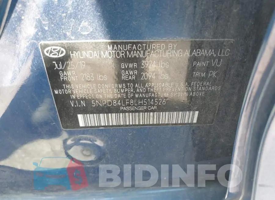 5NPD84LF8LH514526 Photo# 9