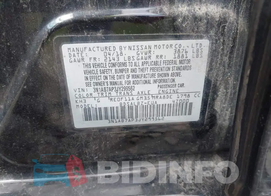 3N1AB7AP3JY299562 Photo# 9