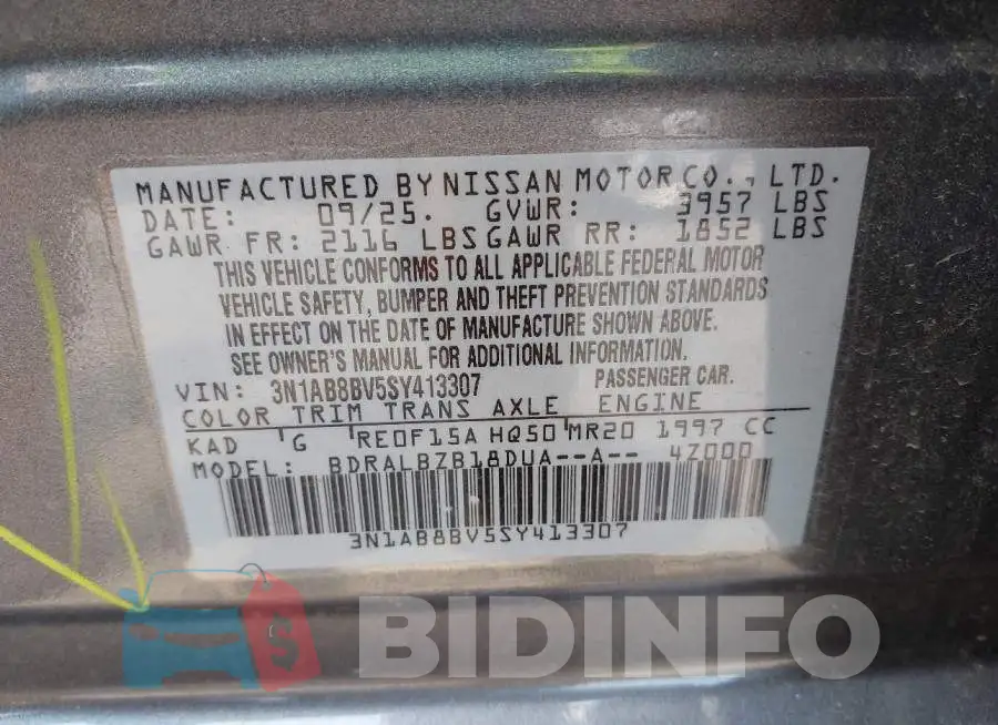 3N1AB8BV5SY413307 Photo# 9