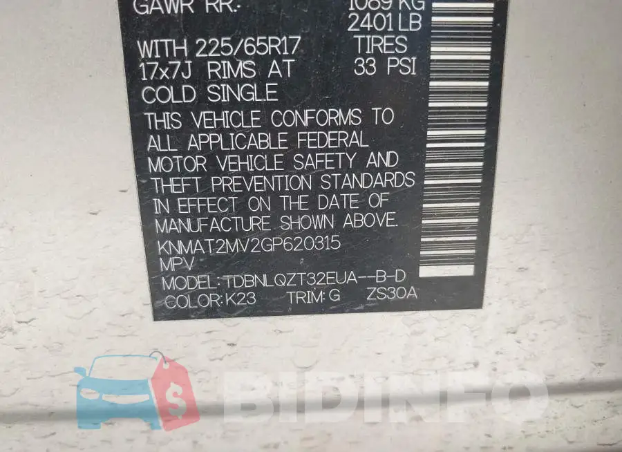 KNMAT2MV2GP620315 Photo# 9