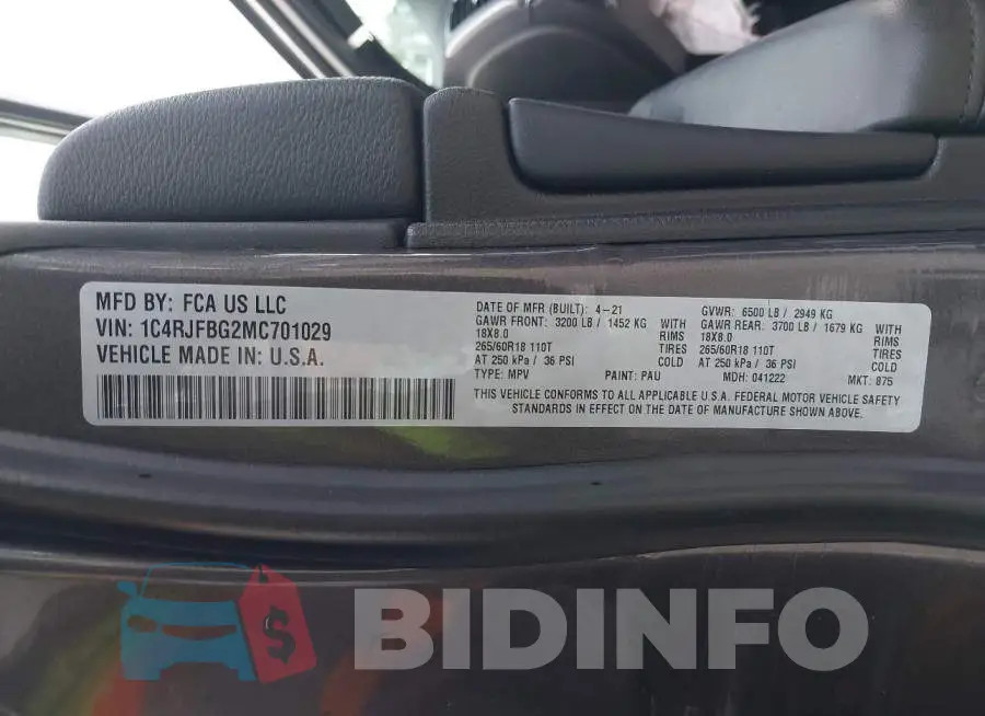 1C4RJFBG2MC701029 Photo# 9