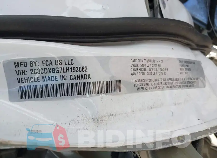 2C3CDXBG7LH193062 Photo# 9
