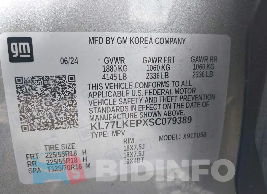 KL77LKEPXSC079389 Photo# 9