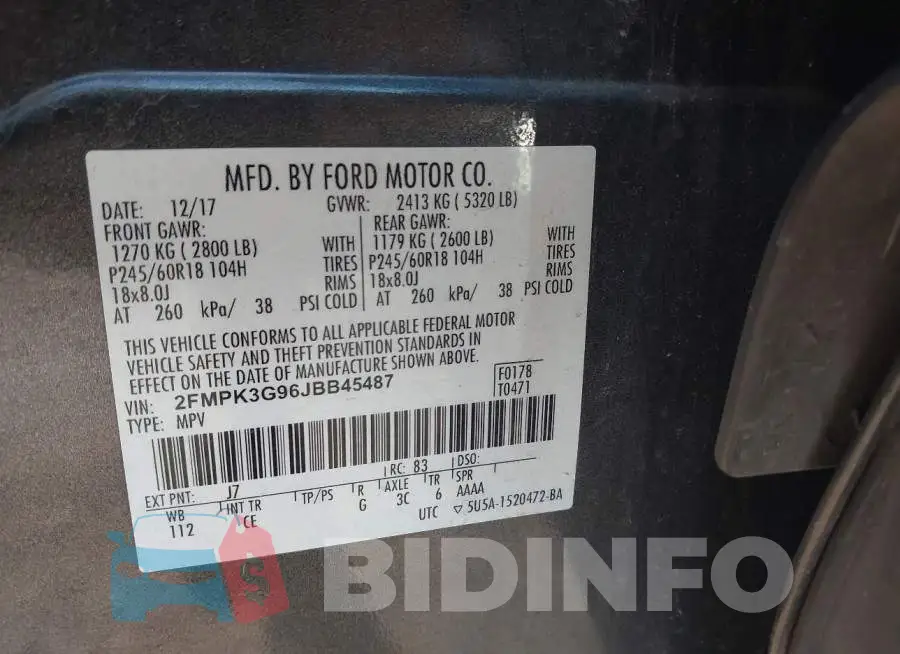 2FMPK3G96JBB45487 Photo# 9