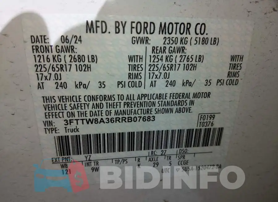3FTTW8A36RRB07683 Photo# 9