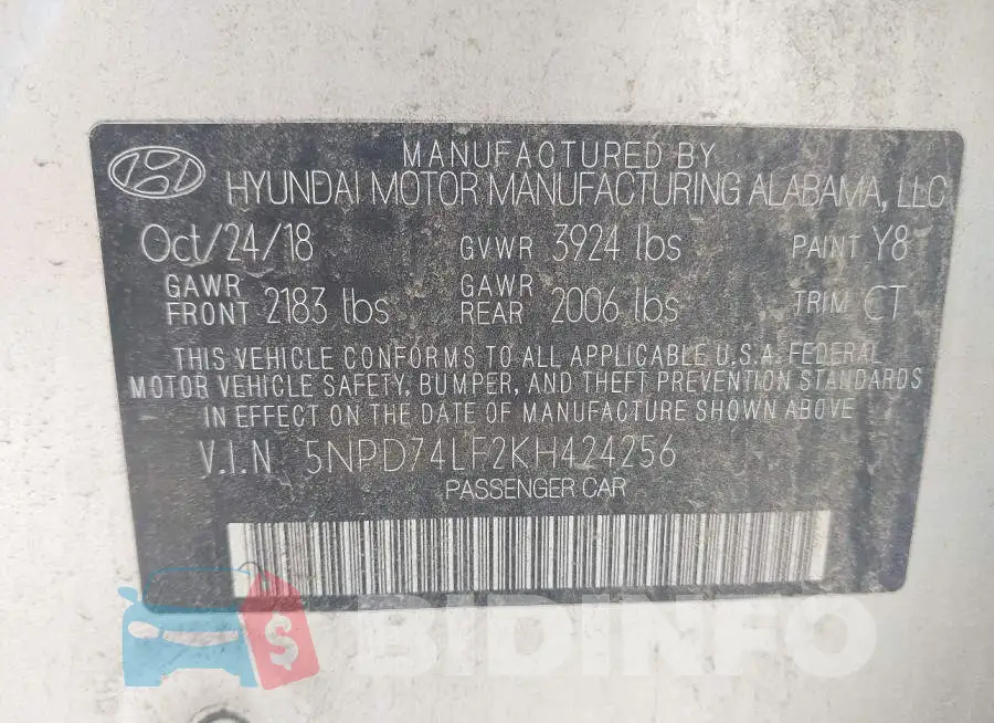 5NPD74LF2KH424256 Photo# 9