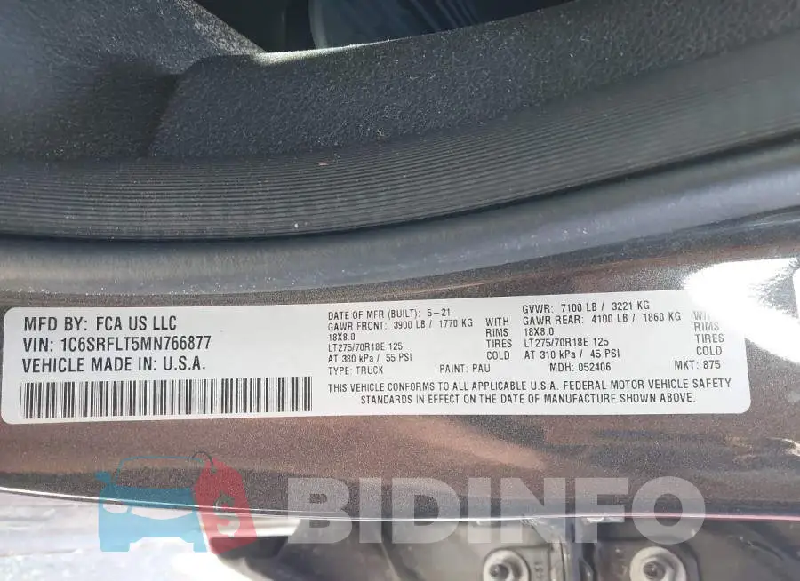 1C6SRFLT5MN766877 Photo# 9