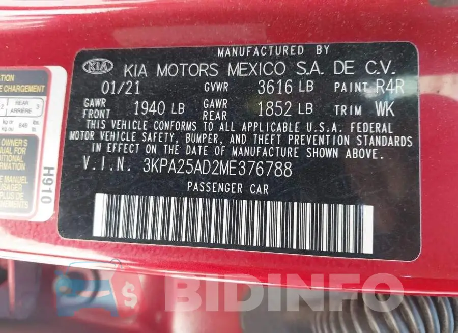 3KPA25AD2ME376788 Photo# 9