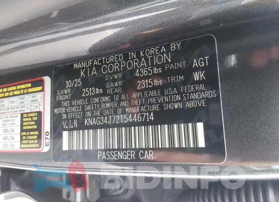 KNAG34J72T5446714 Photo# 9