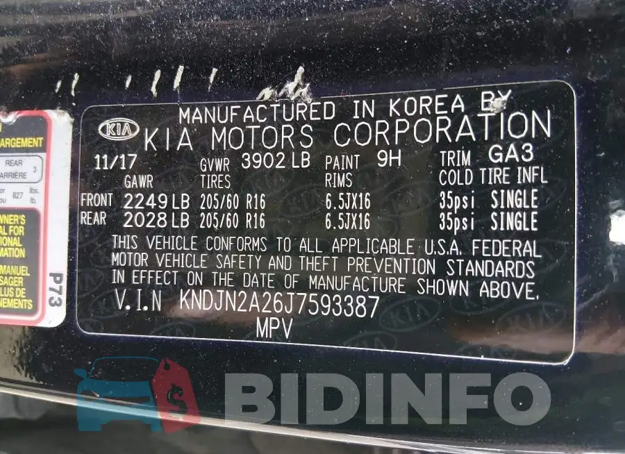 KNDJN2A26J7593387 Photo# 9