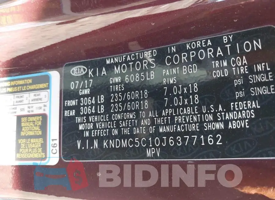 KNDMC5C10J6377162 Photo# 9