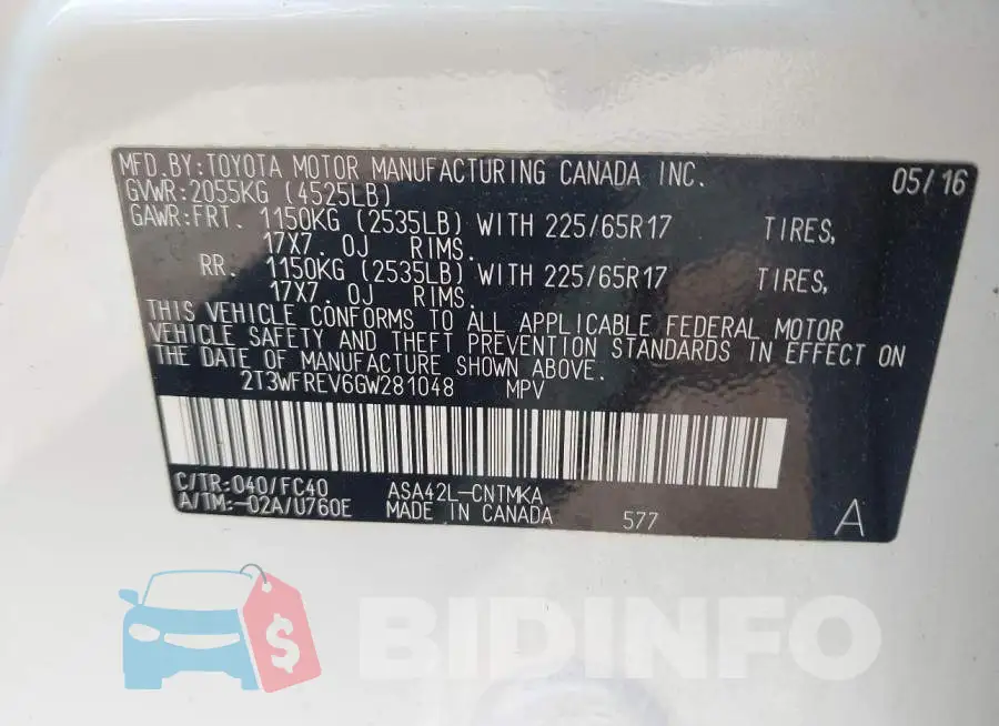 2T3WFREV6GW281048 Photo# 9