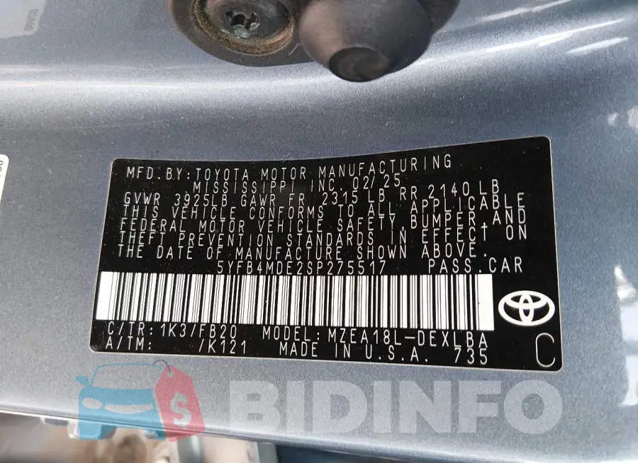 5YFB4MDE2SP275517 Photo# 9