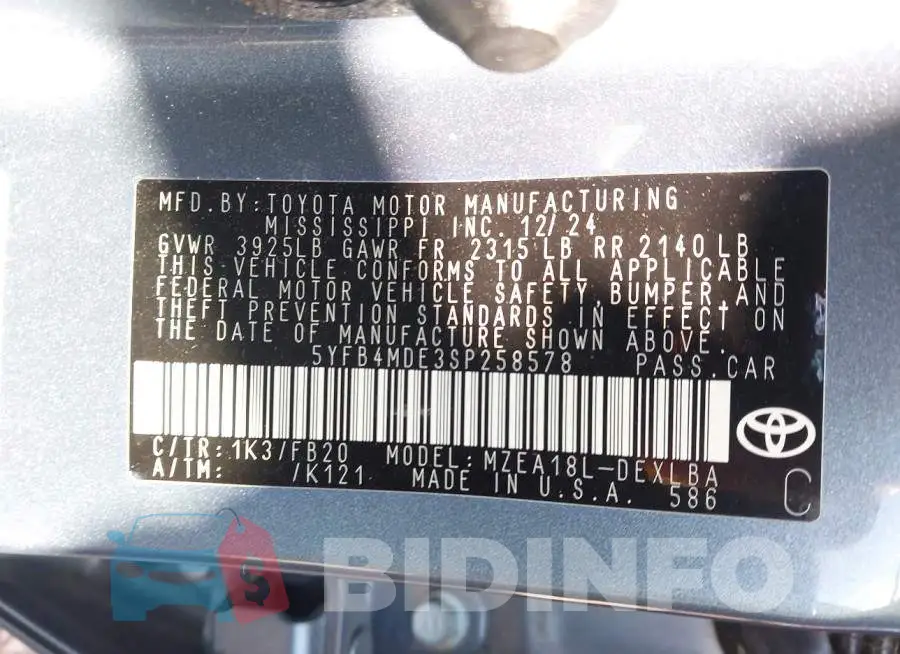 5YFB4MDE3SP258578 Photo# 9