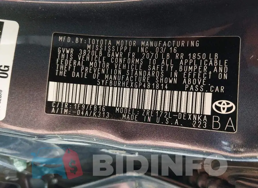 5YFBURHEXGP481814 Photo# 9