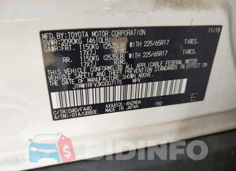 JTMW1RFV3KD007115 Photo# 9