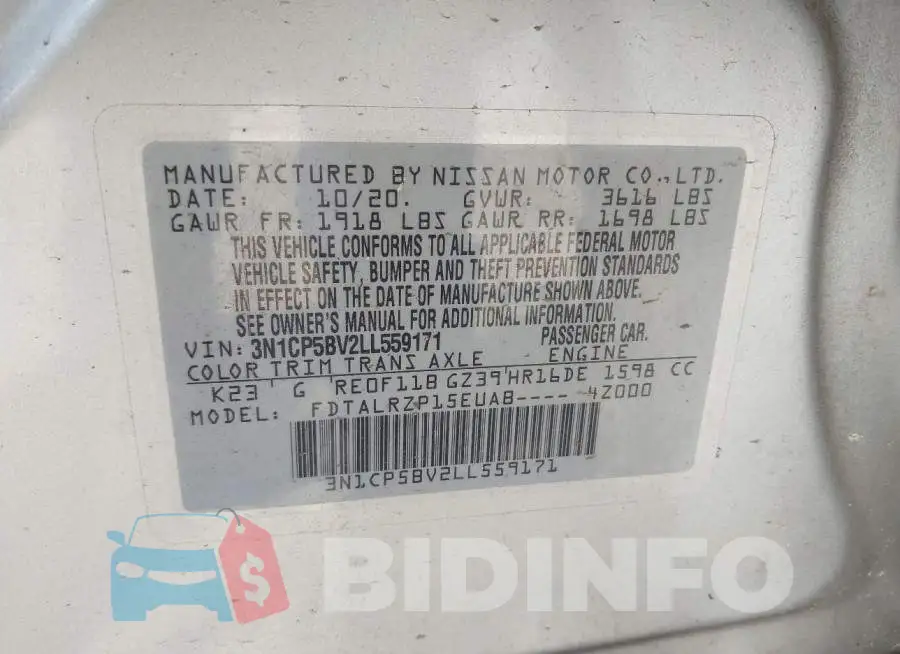 3N1CP5BV2LL559171 Photo# 9