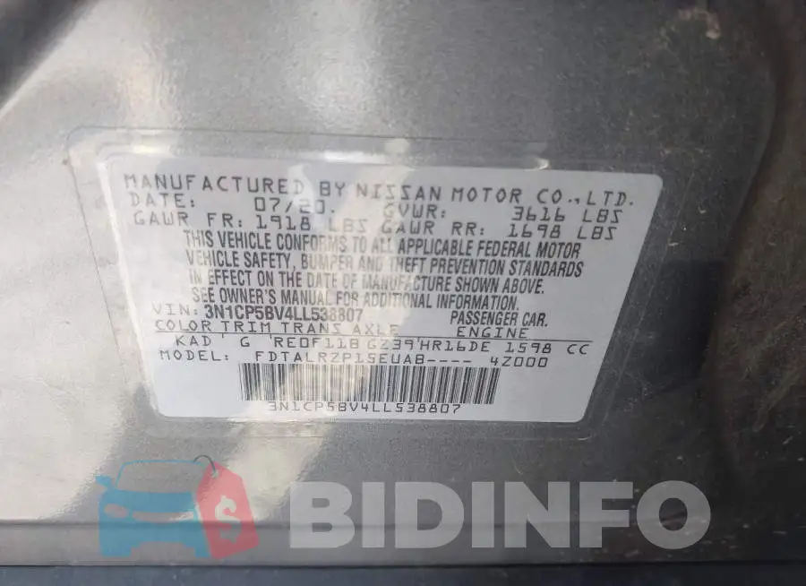 3N1CP5BV4LL538807 Photo# 9